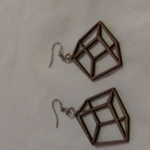 Lightweight Faux Wood Tan Dangling Earrings.